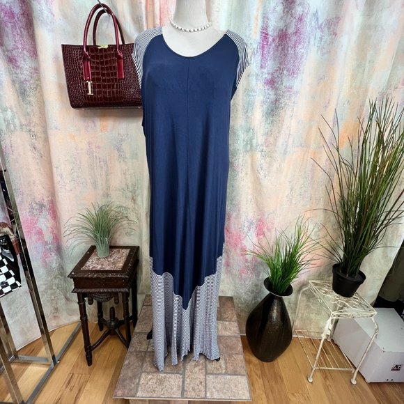📌bpc selection Nautical Design Viscose Sleeveless Maxi Dress - Picture 3 of 15